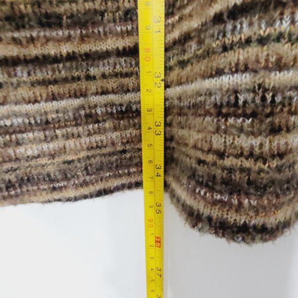 Sweater Dress Vintage Cowl Neck Long Sleeves Lightweight Brown Neutrals Stripes - Picture 10 of 11